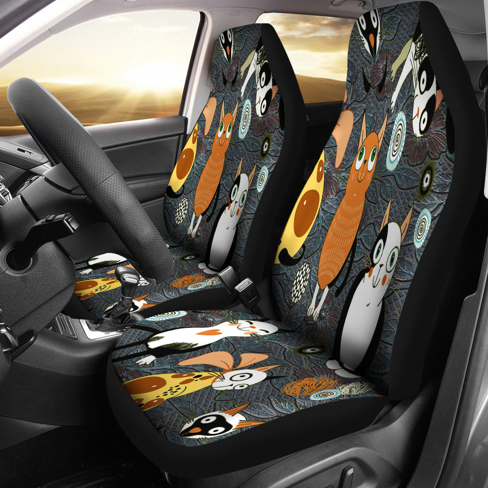 Funny Cat Crowd Car Seat Covers