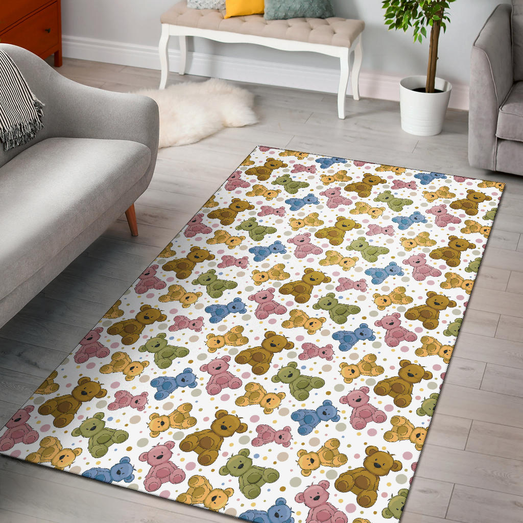 Teddy Bear Pattern Print Design 01 Area Rug