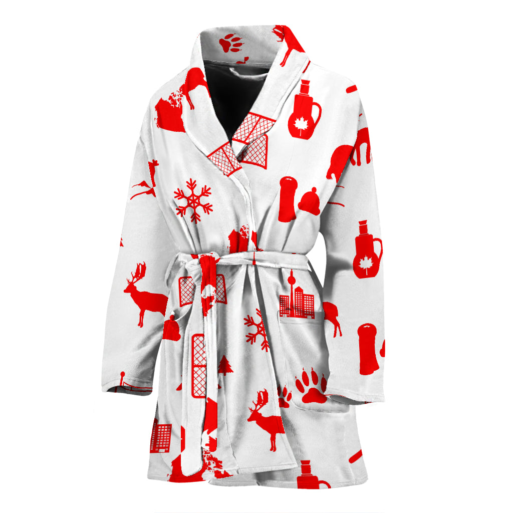 Canada Pattern Print Design 04 Women's Bathrobe