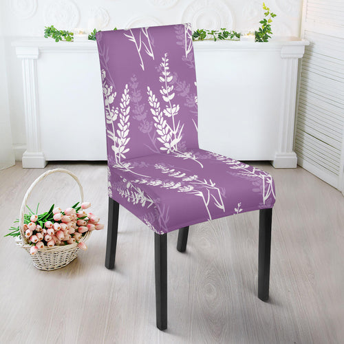Lavender Flowers Purple Pattern Dining Chair Slipcover