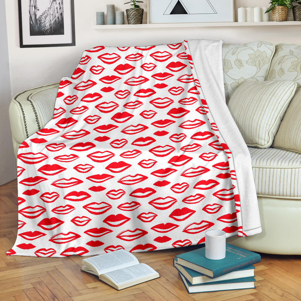 Lips Pattern Print Design 05 Premium Blanket