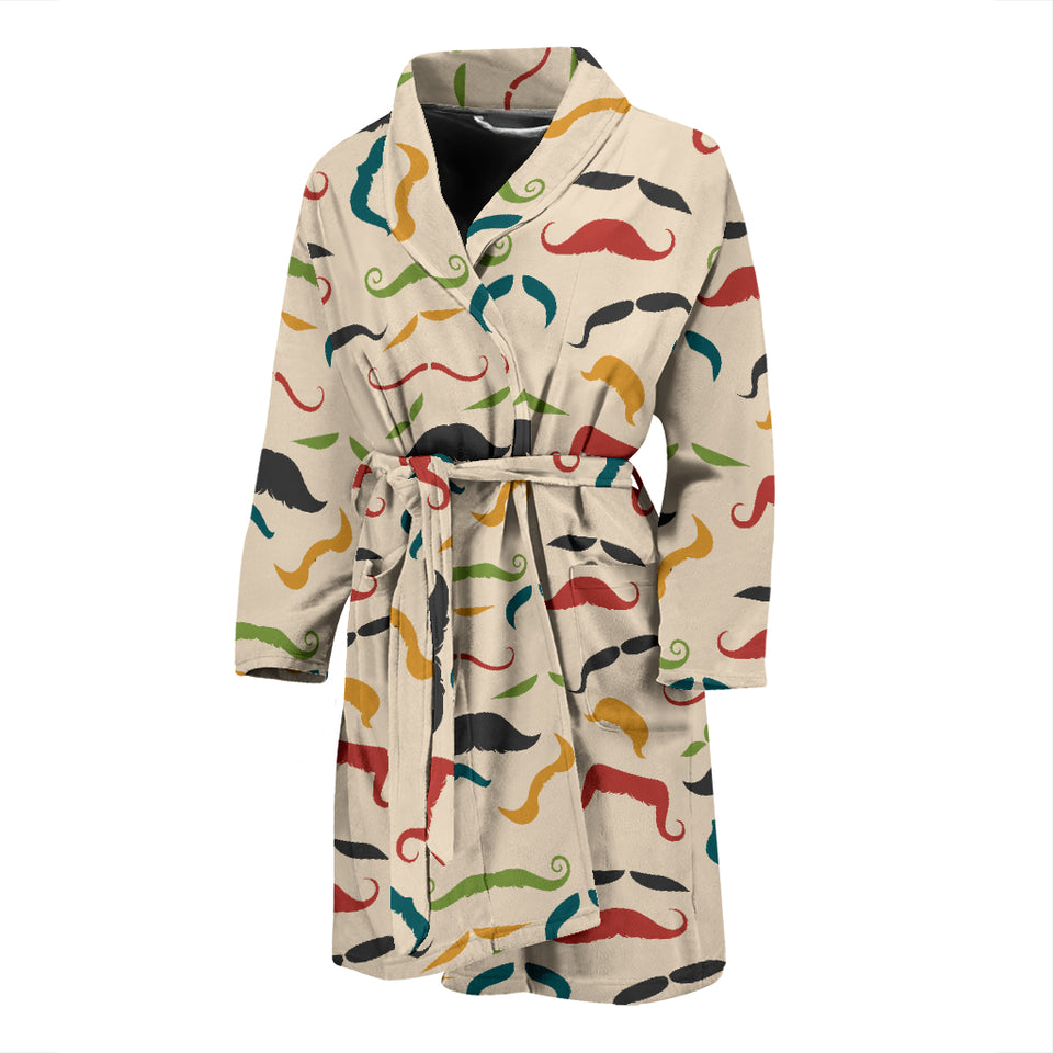 Mustache Beard Pattern Print Design 03 Men's Bathrobe