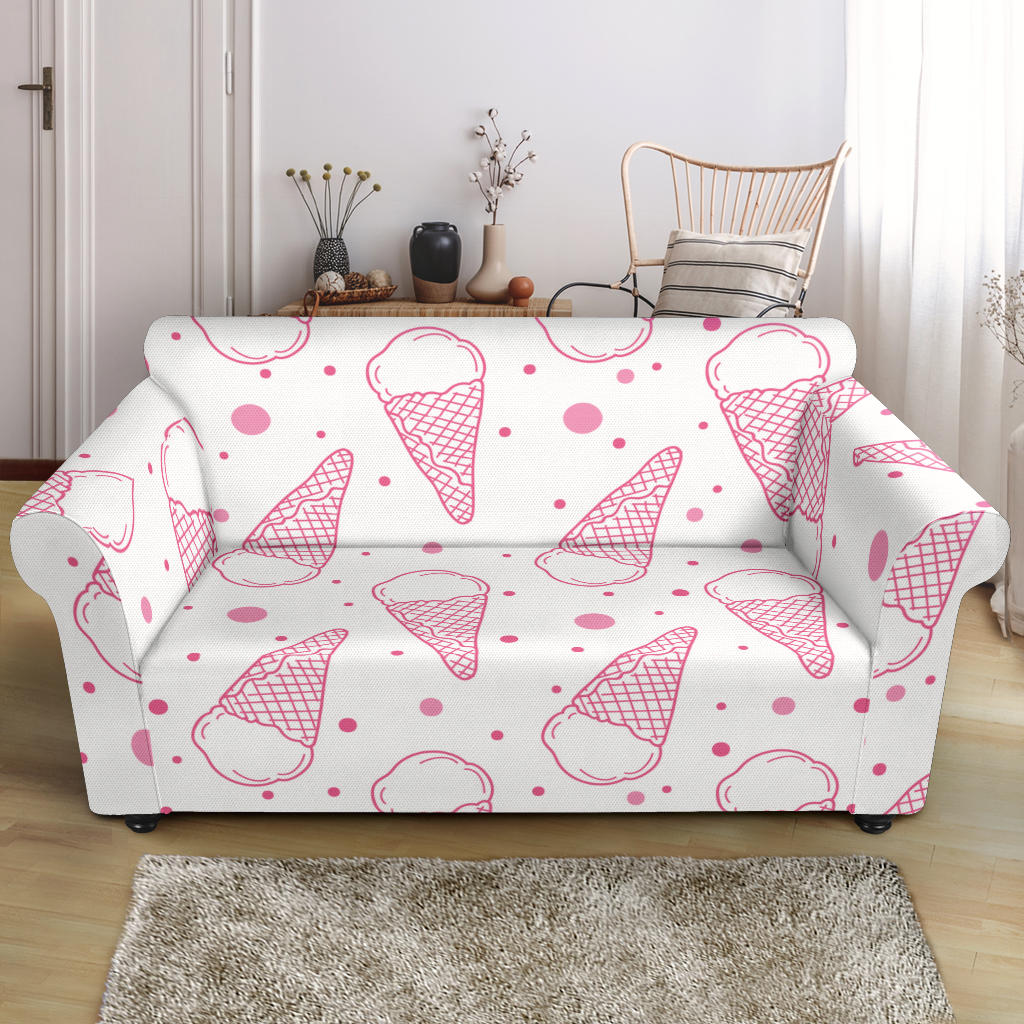 Hand Drawn Ice Cream Pattern Loveseat Couch Slipcover