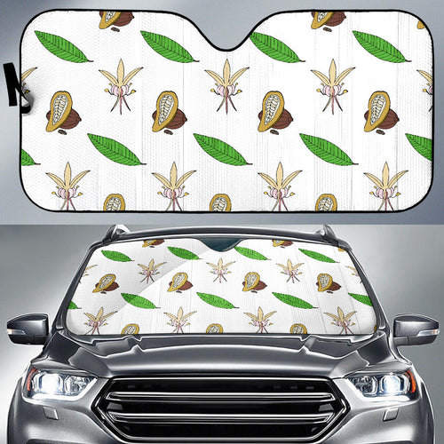 Color Hand Drawn Cocoa Pattern Car Sun Shade