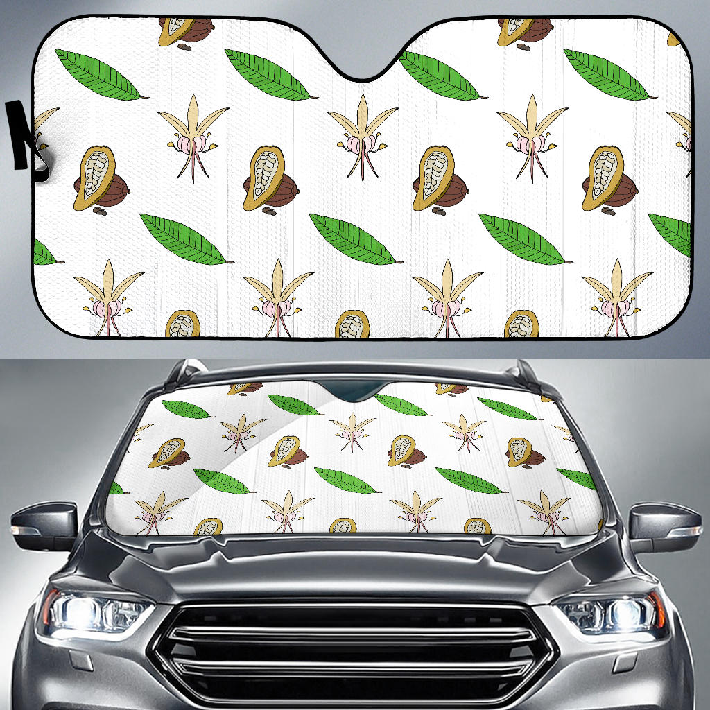 Color Hand Drawn Cocoa Pattern Car Sun Shade