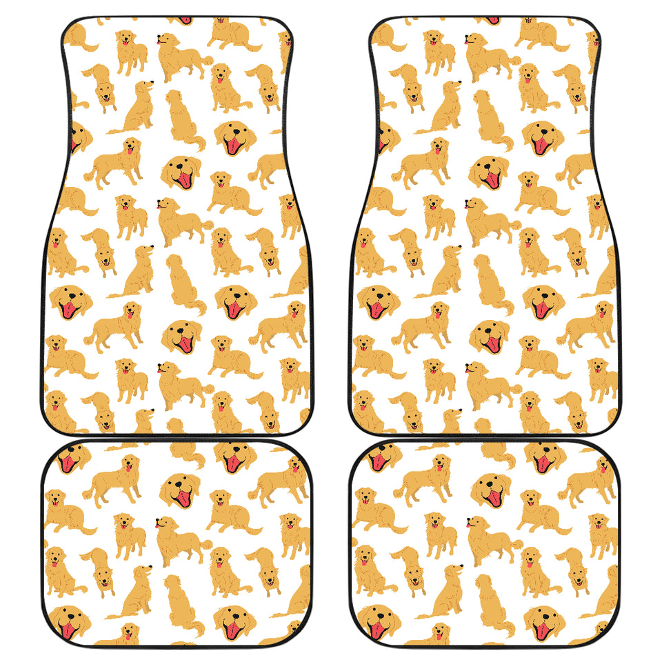 Golden Retriever Pattern Print Design 05 Front and Back Car Mats