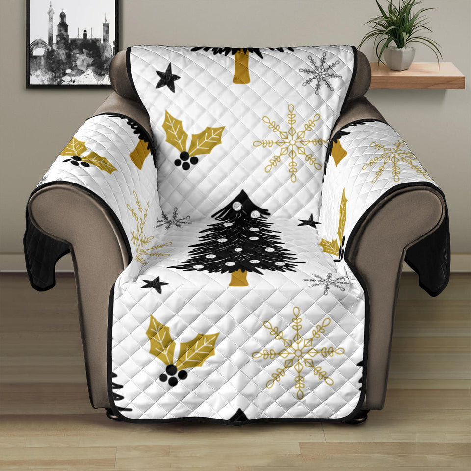 Christmas tree holly snow star pattern Recliner Cover Protector