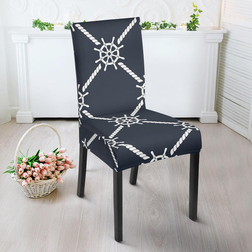 Nautical Steering Wheel Rope Pattern Dining Chair Slipcover