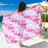 Pink Flamingo Flower Pattern Sarong
