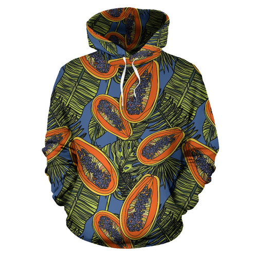 Colorful Papaya Tropical Leaves Men Women Pullover Hoodie