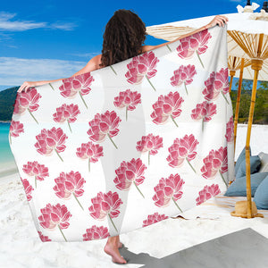 Pink Lotus Waterlily Pattern Sarong