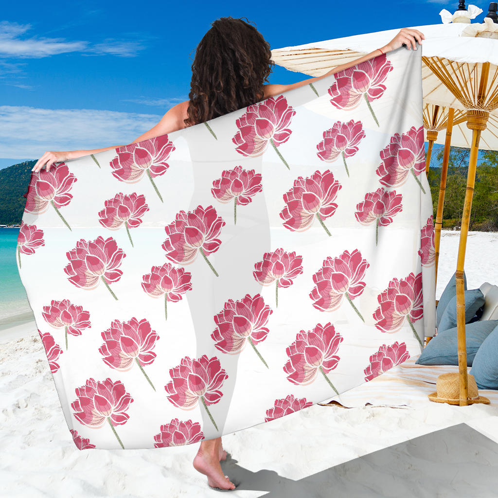 Pink Lotus Waterlily Pattern Sarong