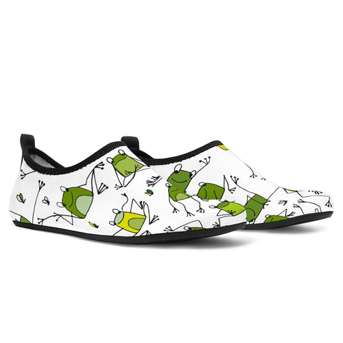 Sketch Funny Frog Pattern Aqua Shoes