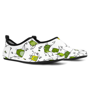 Sketch Funny Frog Pattern Aqua Shoes