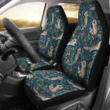 Raccoon Tropical Leaves Pattern  Universal Fit Car Seat Covers