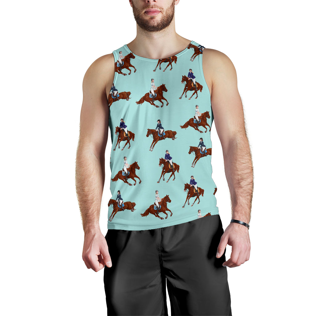 Horses running horses rider pattern Men Tank Top