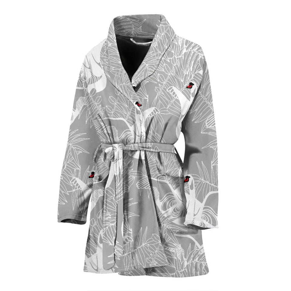 White Swan Gray Background Women'S Bathrobe