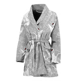 White Swan Gray Background Women'S Bathrobe