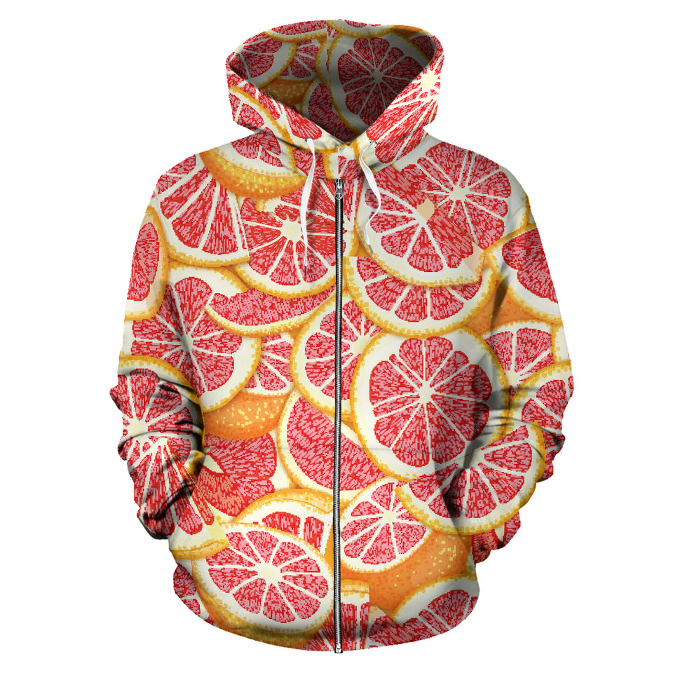 Tropical Grapefruit Pattern Zip Up Hoodie