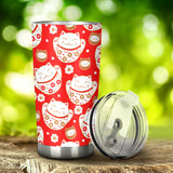 Cute Maneki Neko Lucky Cat Red Background Tumbler