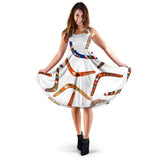 Boomerang Australian Aboriginal Ornament Pattern Sleeveless Midi Dress