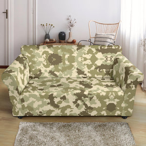 Light Green Camo Camouflage Pattern Loveseat Couch Slipcover