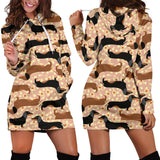 Dachshund Floral Background Women'S Hoodie Dress