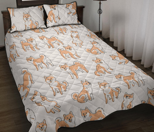 shiba inu dog pattern Quilt Bed Set