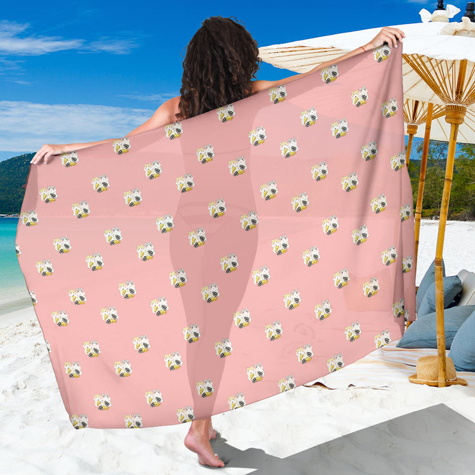 Cute Hamster Cheese Pattern Pink Background Sarong