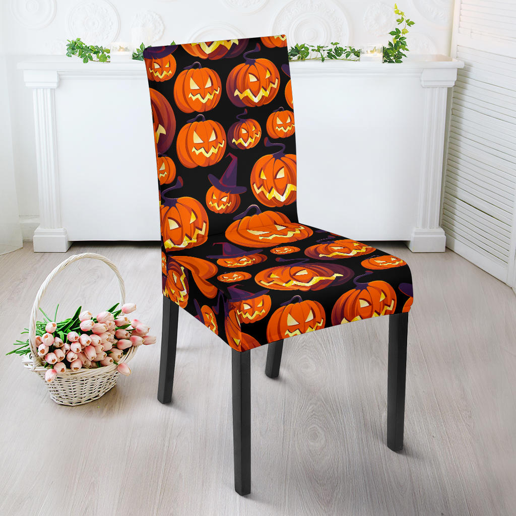 Halloween Pumpkin Pattern Dining Chair Slipcover