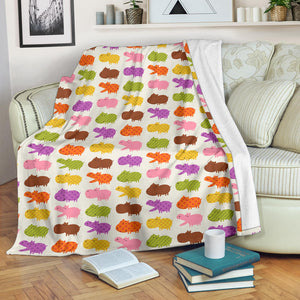 Hippopotamus Pattern Print Design 01 Premium Blanket