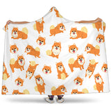 Brown Pomeranian Pattern Hooded Blanket
