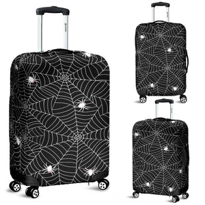 Spider Web Design Pattern Black Background White Cobweb Luggage Covers