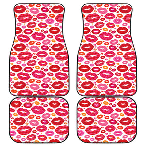 Lips Pattern Print Design 01 Front and Back Car Mats