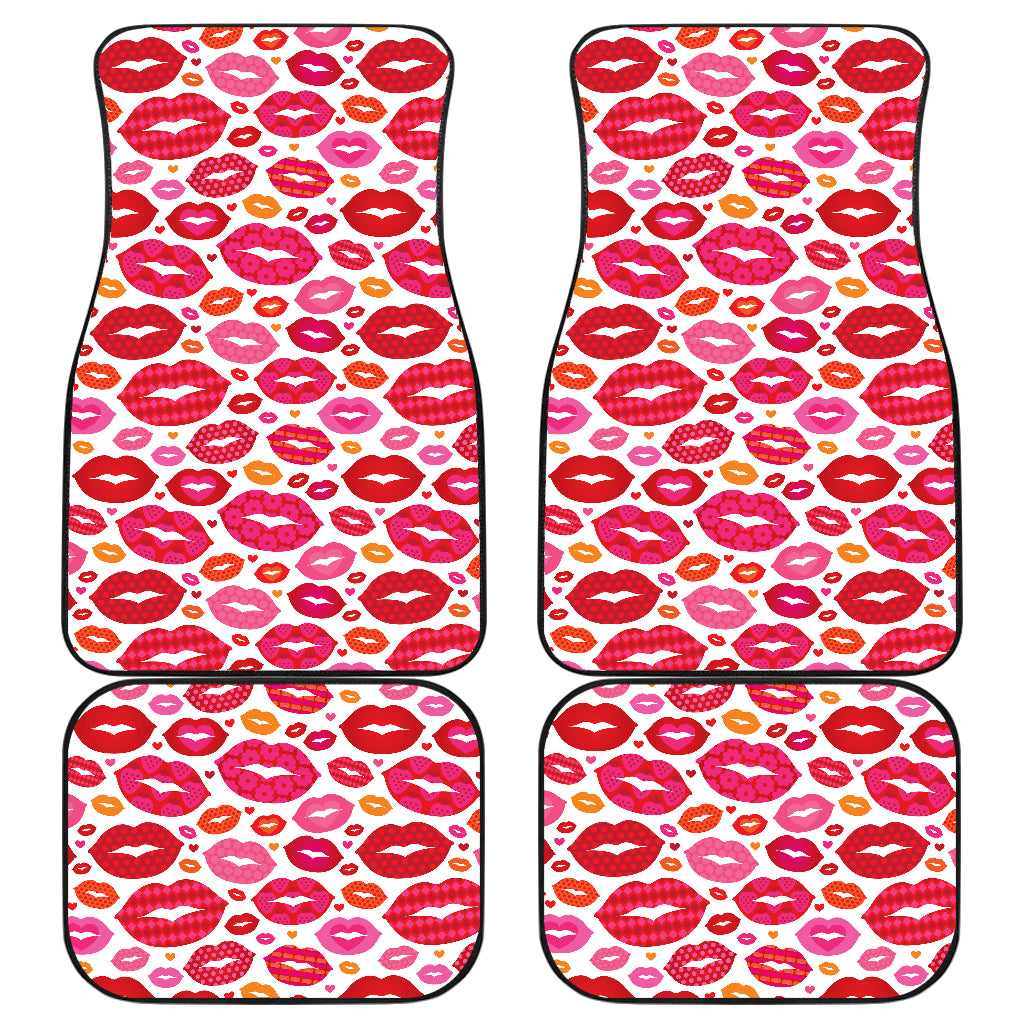 Lips Pattern Print Design 01 Front and Back Car Mats