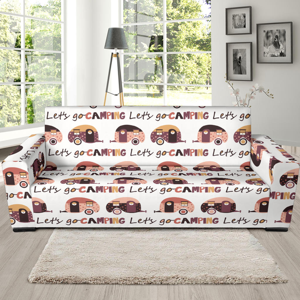 Camper Van Pattern Print Design 01 Sofa Slipcover