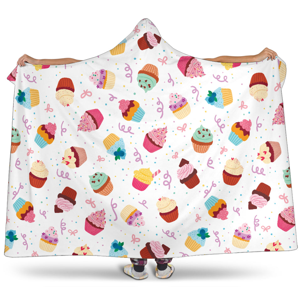 Cake Cupcake Design Pattern Hooded Blanket
