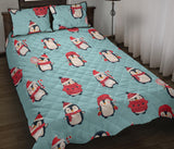 Cute penguin christmas  design pattern Quilt Bed Set