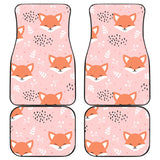 Cute Fox Pattern Pink Background Front And Back Car Mats