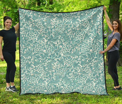 Classic Hand Drawn Grape Pattern Premium Quilt