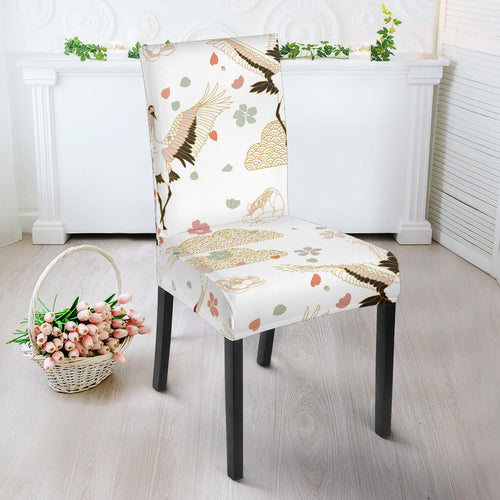 Beautiful Japanese Cranes Pattern Dining Chair Slipcover