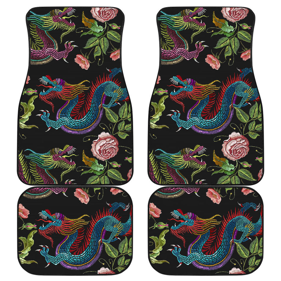 Dragons Flower Pattern Front And Back Car Mats