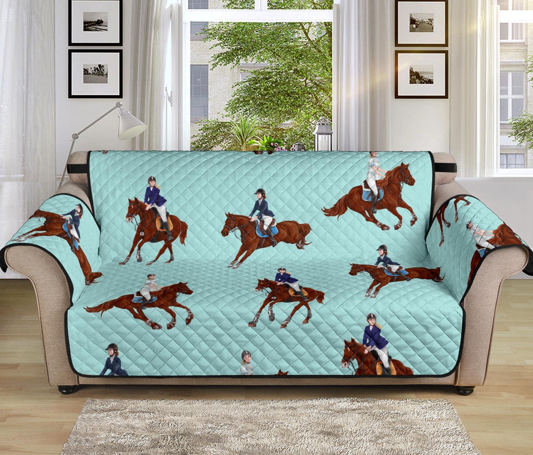 Horses running horses rider pattern Sofa Cover Protector