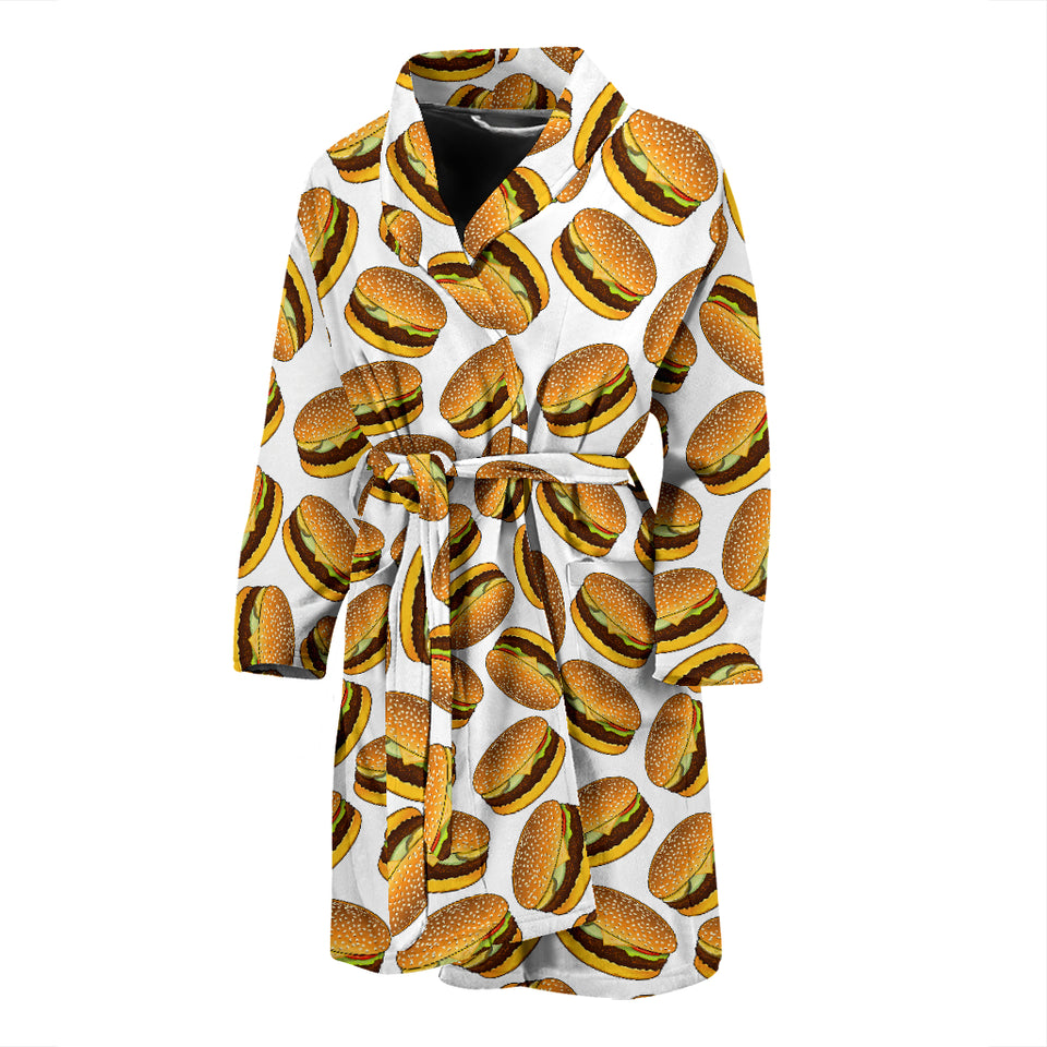 Hamburger Pattern Print Design 03 Men's Bathrobe