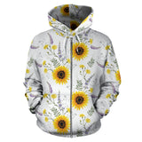 Beautiful Sunflowers Pattern Zip Up Hoodie