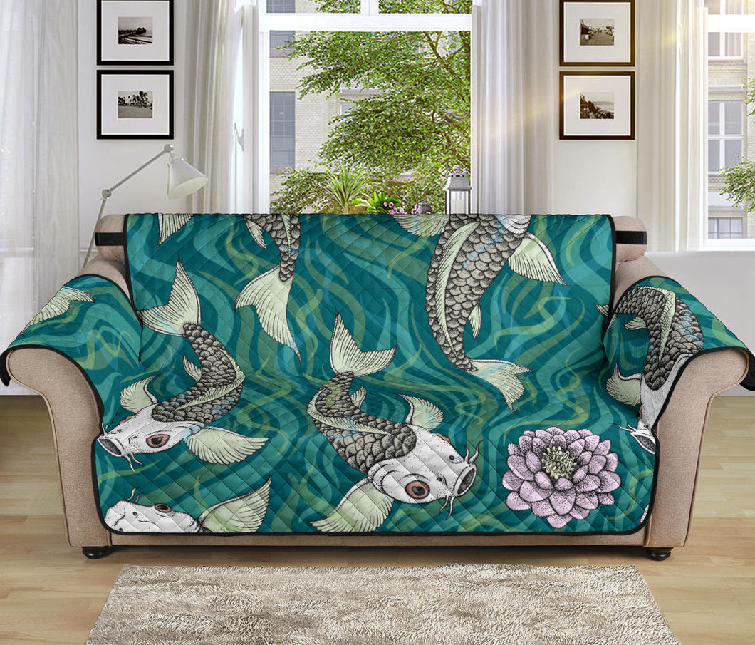 Koi Fish Carp Fish lotus pattern Sofa Cover Protector