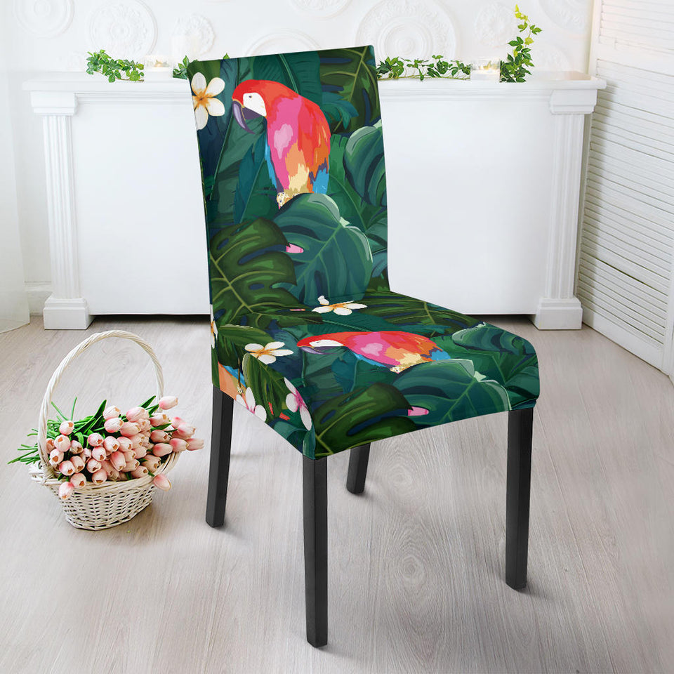 Parrot Palm Tree Leaves Flower Hibiscus Pattern Dining Chair Slipcover