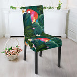 Parrot Palm Tree Leaves Flower Hibiscus Pattern Dining Chair Slipcover