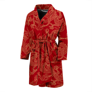 Gold Dragons Red Background Men'S Bathrobe