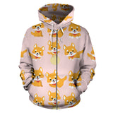 Cute Shiba Inu Dog Pattern  Zip Up Hoodie